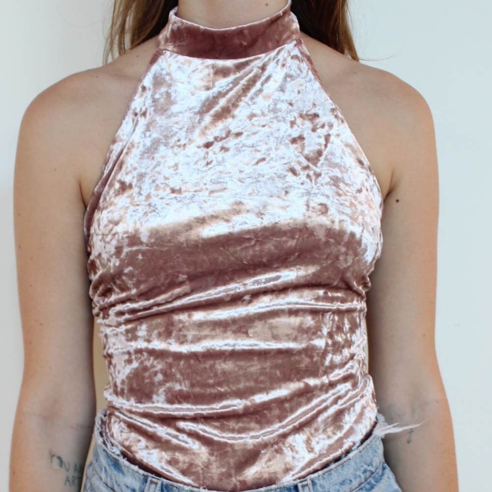 Pink Crushed Velvet Body Suit